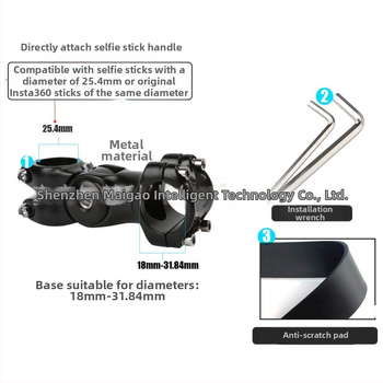 Držiak kameros trečiosios asmenų vaizdui motociklui/dviraciui – aliuminio lydinys; selfie lazda suderinama su GoPro ir Insta360 X3