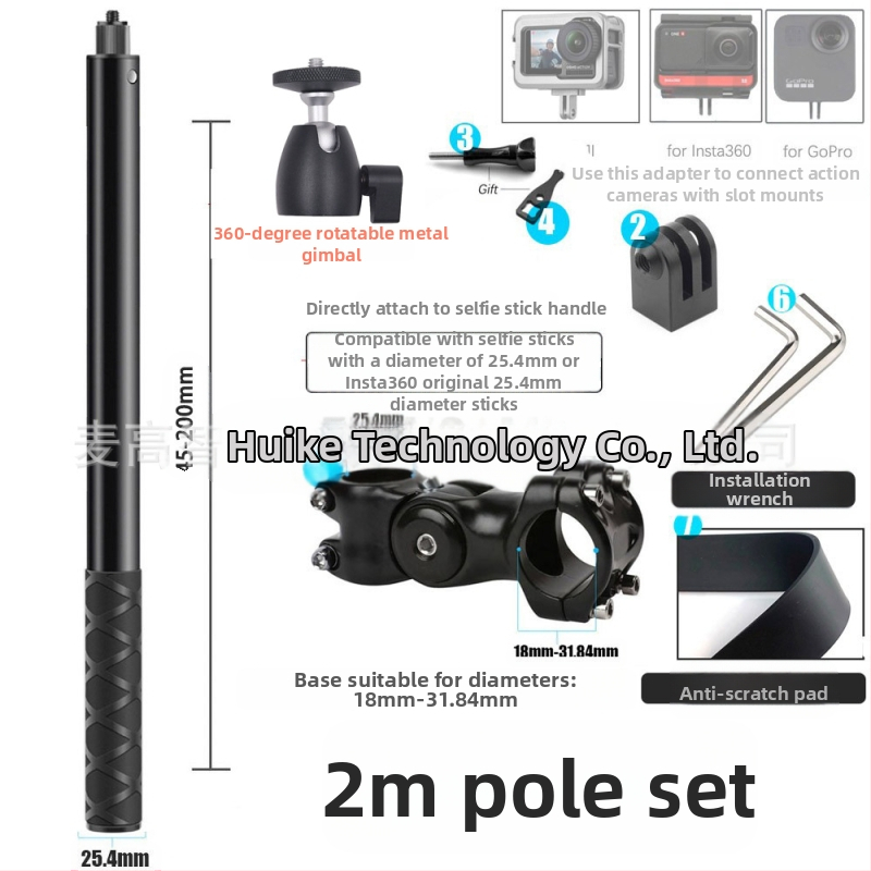 Držiak kameros trečiosios asmenų vaizdui motociklui/dviraciui – aliuminio lydinys; selfie lazda suderinama su GoPro ir Insta360 X3