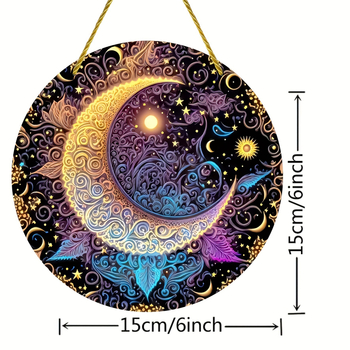 Ακρυλικό κρεμαστό διακοσμητικό με σελήνη, βιτρά εμφάνιση, εκτύπωση — στυλ Παλάτιου, χειμωνιάτικος δίσκος για Χριστούγεννα