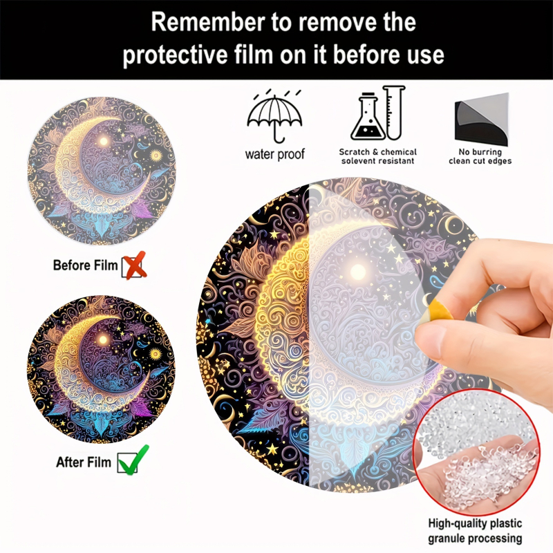 Ακρυλικό κρεμαστό διακοσμητικό με σελήνη, βιτρά εμφάνιση, εκτύπωση — στυλ Παλάτιου, χειμωνιάτικος δίσκος για Χριστούγεννα