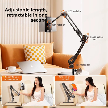 Настолна въртяща се държач за телефон с алуминиева конструкция — универсална съвместимост, механизъм за въртене, 2024 г.