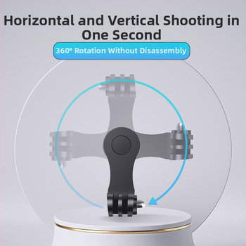 GoPro diržo ir kaklo tvirtinimo adapteris su 360° sukimu, skirtas vertikaliam ir horizontaliam įrašui, universalus ABS