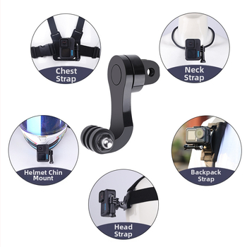 GoPro diržo ir kaklo tvirtinimo adapteris su 360° sukimu, skirtas vertikaliam ir horizontaliam įrašui, universalus ABS