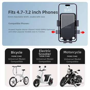 Универсален държач за телефон за кормило на електрически велосипеди и мотоциклети, удароустойчив пластмасов монтаж
