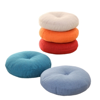 Ленена татами възглавница за под - кръгла, японски стил, сваляема и перана, пълнеж от памук, дебела