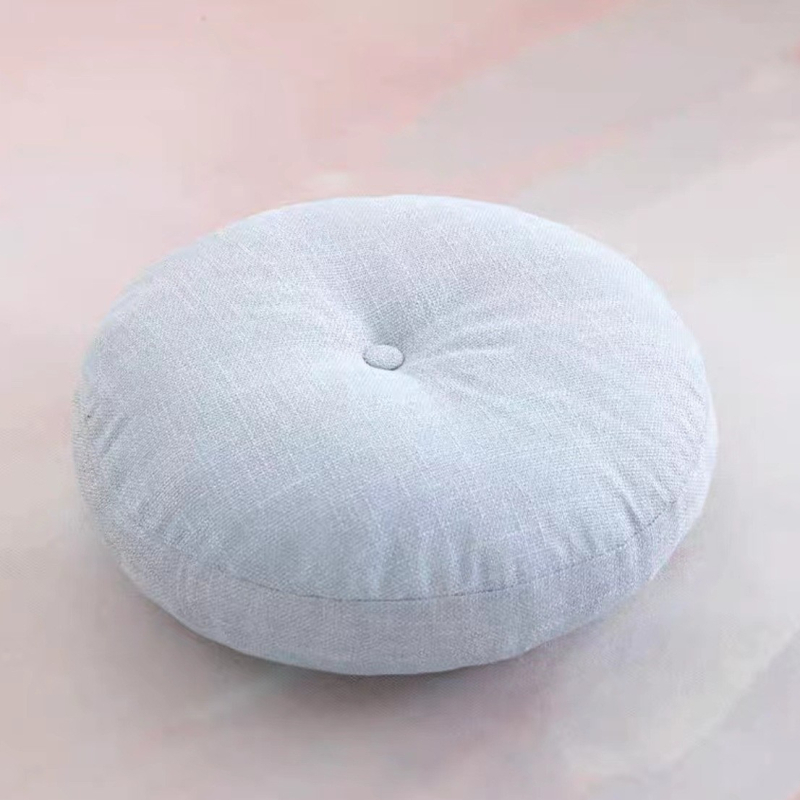 Ленена татами възглавница за под - кръгла, японски стил, сваляема и перана, пълнеж от памук, дебела