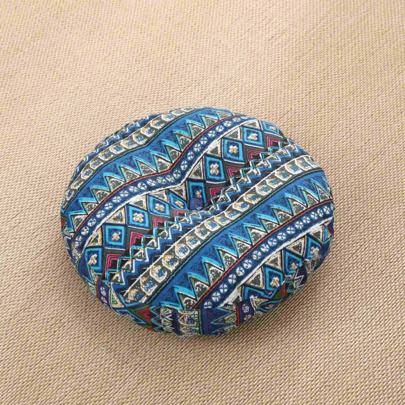 Ленена татами възглавница за под - кръгла, японски стил, сваляема и перана, пълнеж от памук, дебела