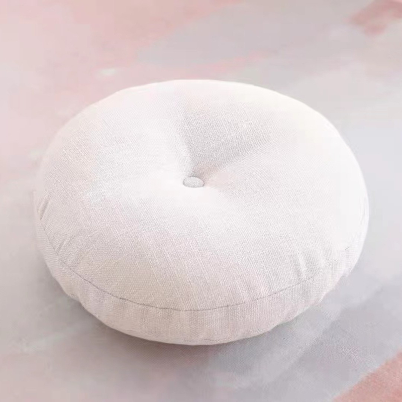 Ленена татами възглавница за под - кръгла, японски стил, сваляема и перана, пълнеж от памук, дебела