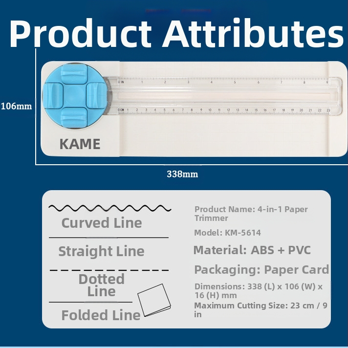 Kami KM-5620 Višenamjenski prijenosni ručni rezač papira, ABS, za ured i školu