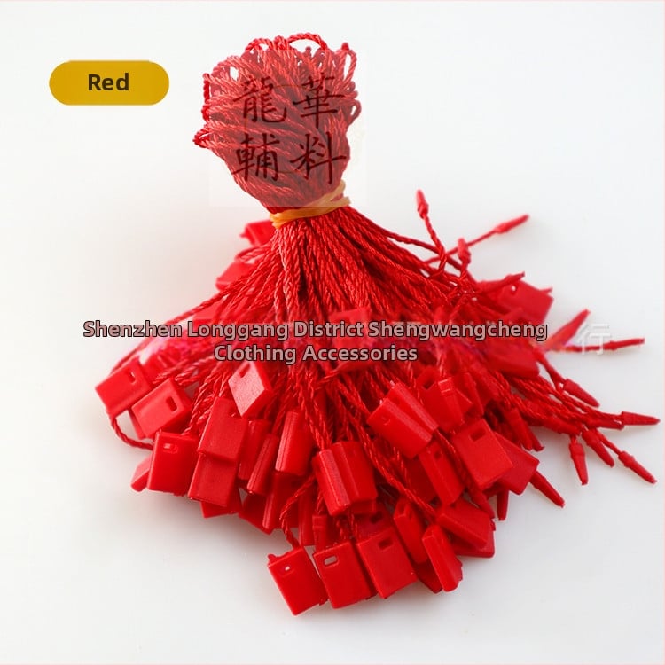 Κορδόνι ετικετών ενδύματος με τετράγωνες χάντρες, πολυεστερική γραμμή και πλαστικό κούμπωμα — επαναχρησιμοποιούμενο και προσαρμοζόμενο