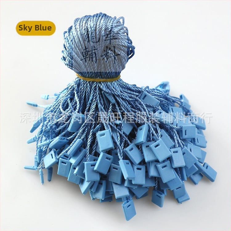 Κορδόνι ετικετών ενδύματος με τετράγωνες χάντρες, πολυεστερική γραμμή και πλαστικό κούμπωμα — επαναχρησιμοποιούμενο και προσαρμοζόμενο