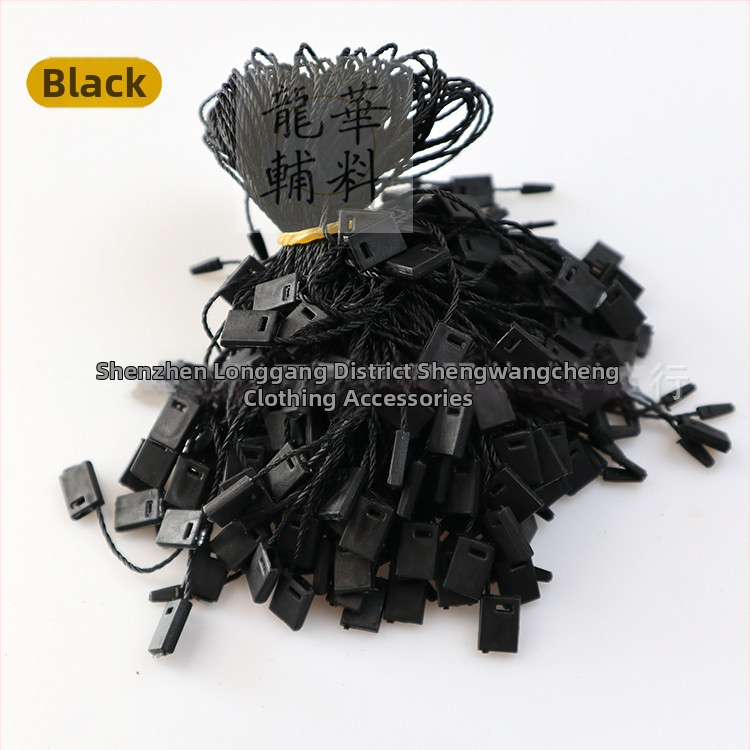 Κορδόνι ετικετών ενδύματος με τετράγωνες χάντρες, πολυεστερική γραμμή και πλαστικό κούμπωμα — επαναχρησιμοποιούμενο και προσαρμοζόμενο