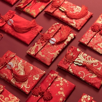 Φάκελος από βροκαδικό ύφασμα με εκτυπωμένο λογότυπο, κινεζικού στυλ; κατάλληλος για γάμους, γενέθλια, Εαρινό Φεστιβάλ, εγκαινιάσεις και αποφοιτήσεις