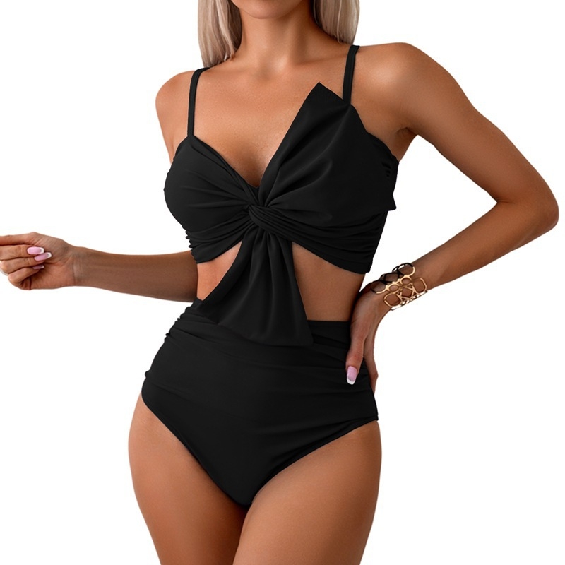 Wanqi Costum de baie bikini split pentru femei, nailon, talie înaltă, uscare rapidă, croială strânsă, cu burete pentru bust