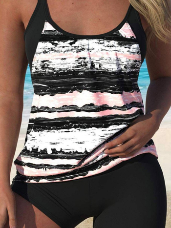 Μαγιό δύο τεμαχίων με εκτυπωμένο σχέδιο, επένδυση στήθους, υψηλή ελαστικότητα, πολυεστέρας, χωρίς μεταλλική υποστήριξη