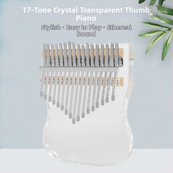 Kalimba cu 17 note – pian deget transparent din cristal pentru începători, model KB-06; specificații 12×2×15; ambalaj tavă