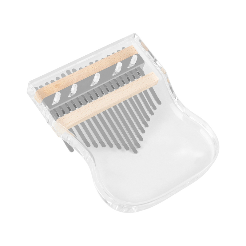 Kalimba cu 17 note – pian deget transparent din cristal pentru începători, model KB-06; specificații 12×2×15; ambalaj tavă