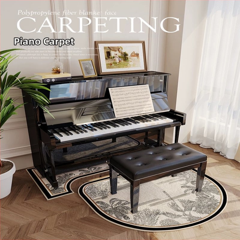 Covoraș fonoizolant pentru pian, fibră poliesterică, formă: extraterestru, model: plante, living, stil modern minimalist