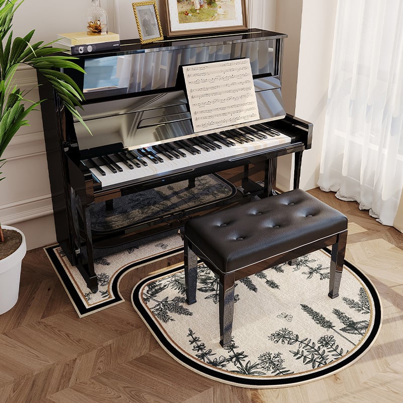 Covoraș fonoizolant pentru pian, fibră poliesterică, formă: extraterestru, model: plante, living, stil modern minimalist