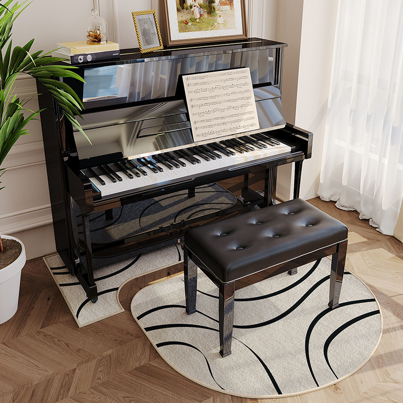 Covoraș fonoizolant pentru pian, fibră poliesterică, formă: extraterestru, model: plante, living, stil modern minimalist