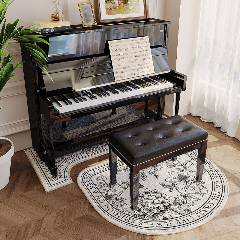 Covoraș fonoizolant pentru pian, fibră poliesterică, formă: extraterestru, model: plante, living, stil modern minimalist