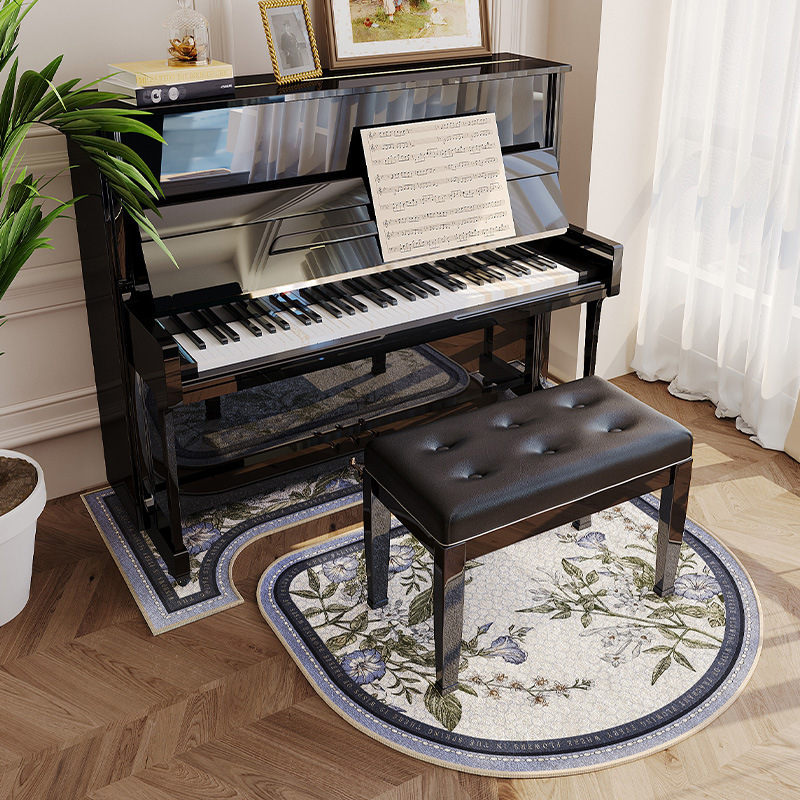 Covoraș fonoizolant pentru pian, fibră poliesterică, formă: extraterestru, model: plante, living, stil modern minimalist