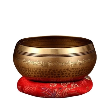 Κύπελλο ήχου για διαλογισμό με μάντρα έξι χαρακτήρων (Υλικό: Χαλκός; Κατασκευή: Χειροποίητο; Κατηγορία: Κύπελλο; Χρήση: Θρησκευτικά αντικείμενα; Καθαρό βάρος: 1)