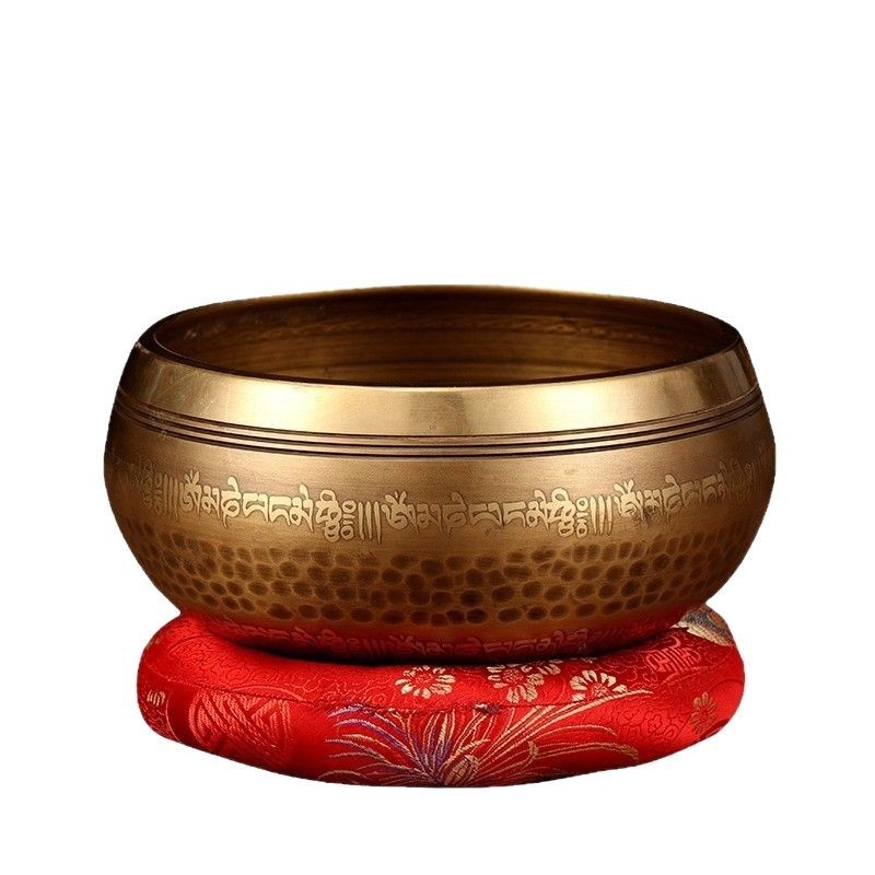 Κύπελλο ήχου για διαλογισμό με μάντρα έξι χαρακτήρων (Υλικό: Χαλκός; Κατασκευή: Χειροποίητο; Κατηγορία: Κύπελλο; Χρήση: Θρησκευτικά αντικείμενα; Καθαρό βάρος: 1)