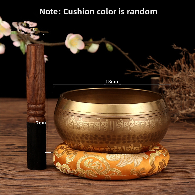 Κύπελλο ήχου για διαλογισμό με μάντρα έξι χαρακτήρων (Υλικό: Χαλκός; Κατασκευή: Χειροποίητο; Κατηγορία: Κύπελλο; Χρήση: Θρησκευτικά αντικείμενα; Καθαρό βάρος: 1)