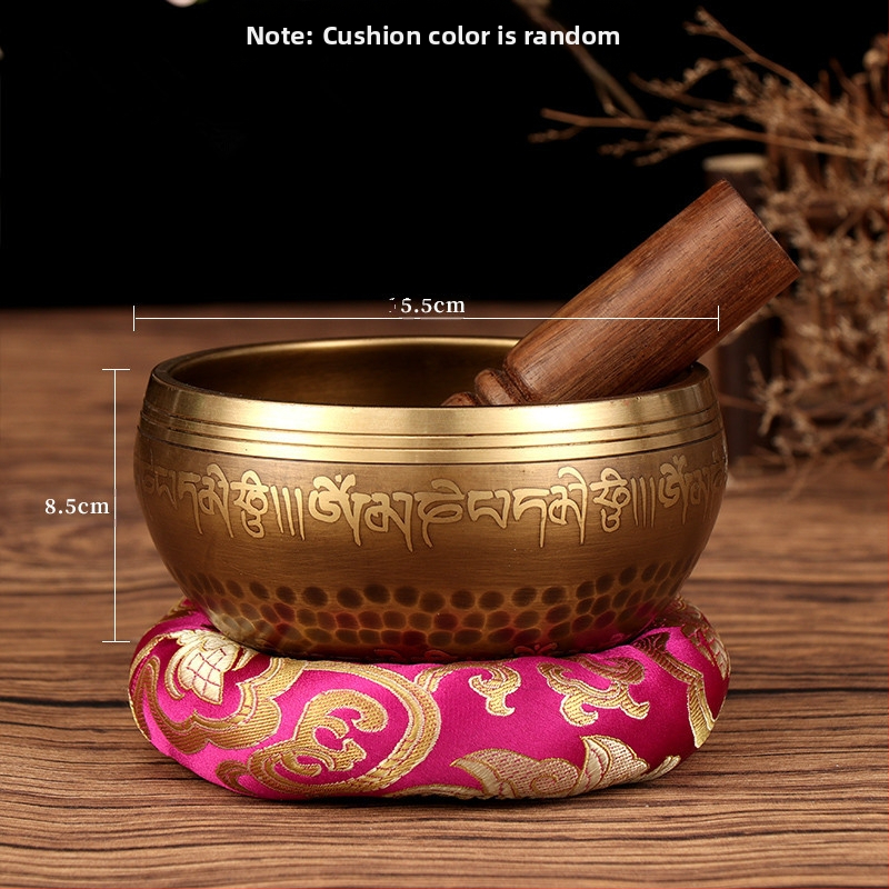 Κύπελλο ήχου για διαλογισμό με μάντρα έξι χαρακτήρων (Υλικό: Χαλκός; Κατασκευή: Χειροποίητο; Κατηγορία: Κύπελλο; Χρήση: Θρησκευτικά αντικείμενα; Καθαρό βάρος: 1)