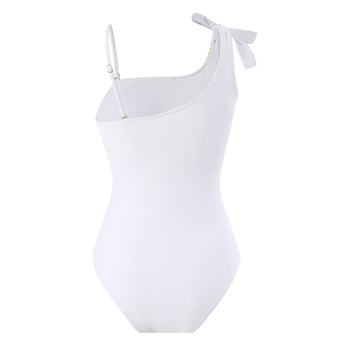 Vieno peties dizaino maudymosi kostiumėlis su tinklo danga ir apskrito sijono detale, aukštas liemuo, greitai džiūsta, elastingas ir patvarus