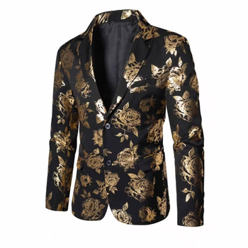 Мъжки костюм Casual – тънък силует, ревер с прорез, еднобутонна предна част, полиестерна смес, машинно пране