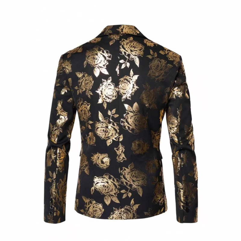 Мъжки костюм Casual – тънък силует, ревер с прорез, еднобутонна предна част, полиестерна смес, машинно пране