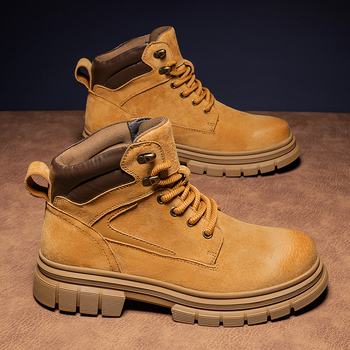 Ανδρικά μποτάκια Martin Aowang, επάνω μέρος από γνήσιο δέρμα, σόλα από καουτσούκ, χειμερινή έκδοση 2024, μπροστινό κορδόνι, στρογγυλός δάχτυλο