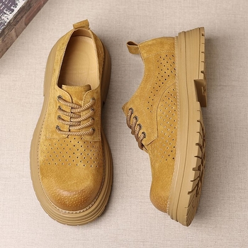 Ανδρικά Casual Δερμάτινα Derby Παπούτσια – Διατρήτα, Αναπνεύσιμα, Διπλό Επάνω από Δέρμα Γουρουνιού, Παχιά Σόλα Καουτσούκ