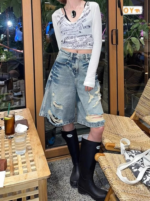 Moterų džinsai Amerikos stiliaus High Street, laisvas kirpimas, tiesios kojos, aukštas juosmuo, kaprio ilgis