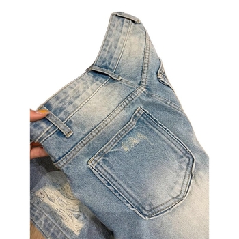 Moterų džinsiniai šortai su aukšta talia, penkių ilgių, Harajuku tiesus kirpimas, japonų-korejų laisvalaikio stilius, vidutinio svorio džinsai, poliesterio dalis mažiau nei 30%, be išsitempimo