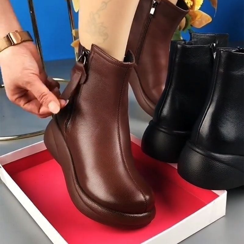 Női rövid Martin csizmák mikroszálas felsőrész, gumírozott talp, 3–5 cm sarok, kerek orr