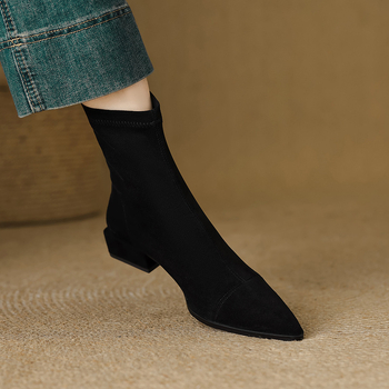 Botine din velur cu fermoar pe spate, unisex, stil coreean, înălțime joasă a gambelor, culoare solidă, fără căptușeală, talpă adezivă (Material: velur; Închidere: fermoar pe spate; Înălțime gambă: joasă; Căptușeală: lipsă; Talpă: adezivă)