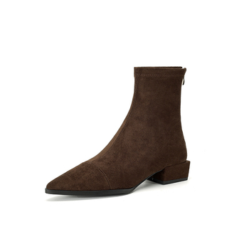 Botine din velur cu fermoar pe spate, unisex, stil coreean, înălțime joasă a gambelor, culoare solidă, fără căptușeală, talpă adezivă (Material: velur; Închidere: fermoar pe spate; Înălțime gambă: joasă; Căptușeală: lipsă; Talpă: adezivă)