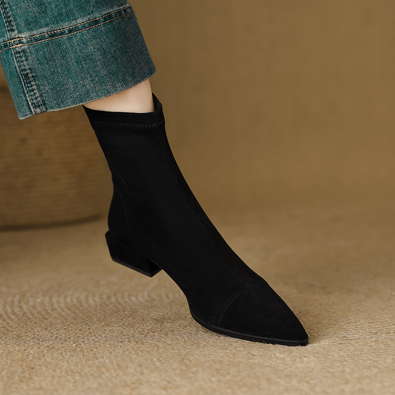 Botine din velur cu fermoar pe spate, unisex, stil coreean, înălțime joasă a gambelor, culoare solidă, fără căptușeală, talpă adezivă (Material: velur; Închidere: fermoar pe spate; Înălțime gambă: joasă; Căptușeală: lipsă; Talpă: adezivă)