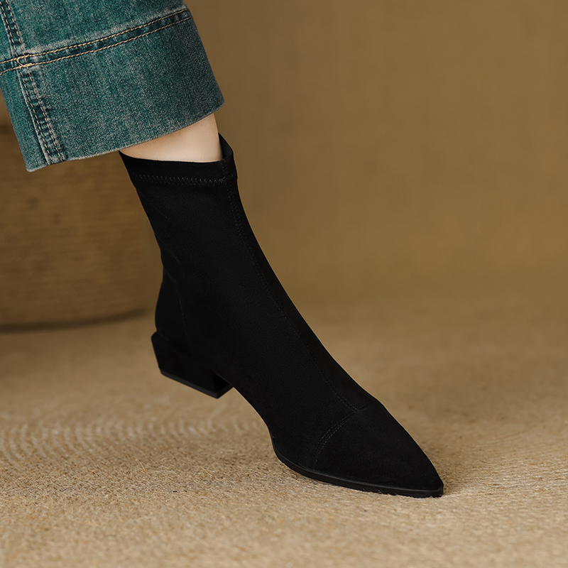 Botine din velur cu fermoar pe spate, unisex, stil coreean, înălțime joasă a gambelor, culoare solidă, fără căptușeală, talpă adezivă (Material: velur; Închidere: fermoar pe spate; Înălțime gambă: joasă; Căptușeală: lipsă; Talpă: adezivă)