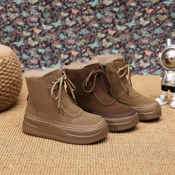 Sieviešu sniega zābaki ar mākslīgās kažokādas oderi, pretslīdes gumijas zole, PU augšdaļa, vidējā augstums, papēdis 3–5 cm