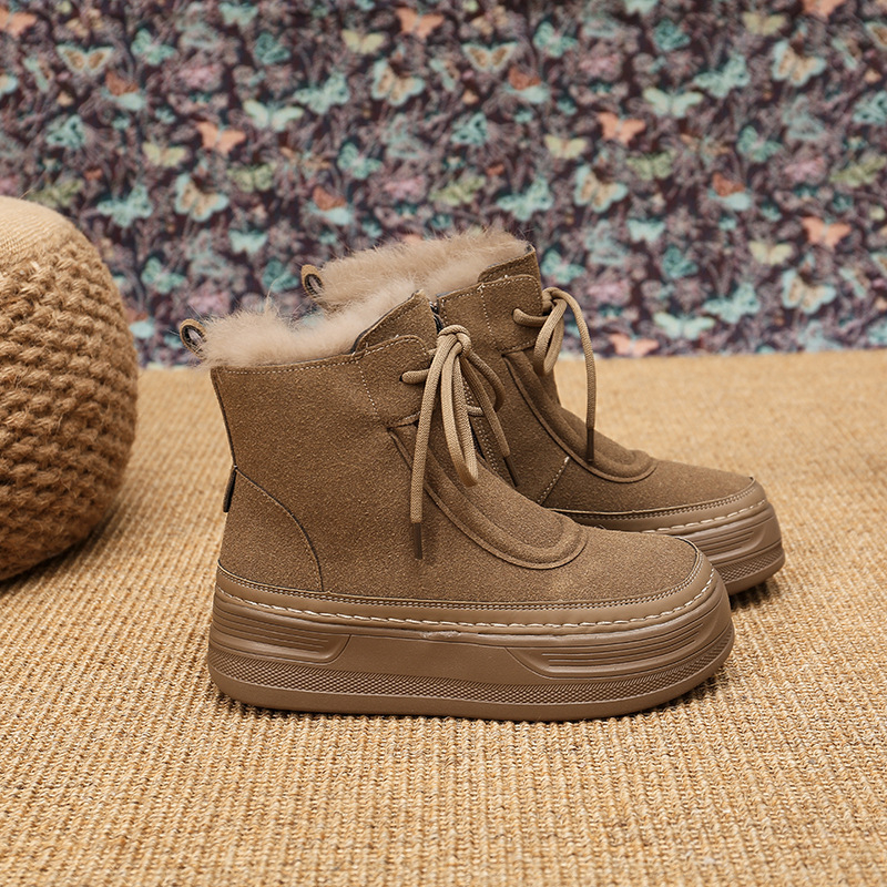 Sieviešu sniega zābaki ar mākslīgās kažokādas oderi, pretslīdes gumijas zole, PU augšdaļa, vidējā augstums, papēdis 3–5 cm