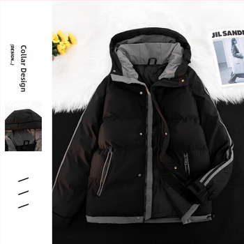 Vyrinė kapucine striukė su storesniu užpildą – laisvas kirpimas, užtrauktukas, šoninės kišenės, žieminis poliesteris