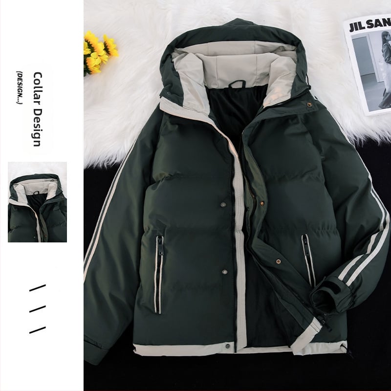 Vyrinė kapucine striukė su storesniu užpildą – laisvas kirpimas, užtrauktukas, šoninės kišenės, žieminis poliesteris