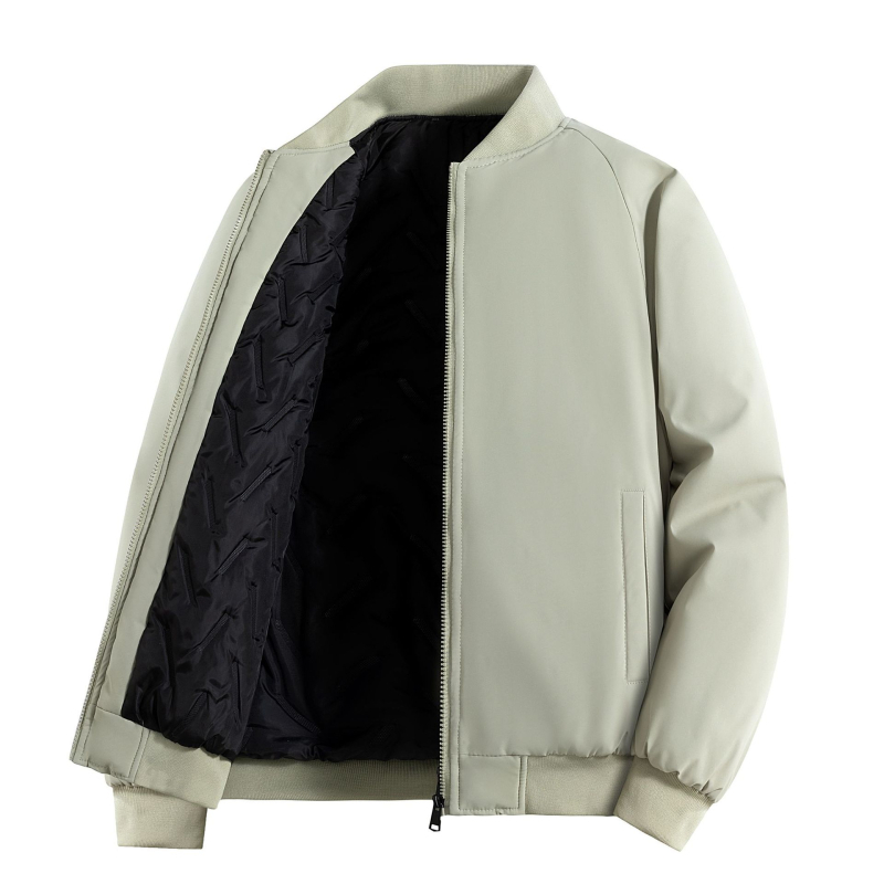 Ανδρικό παλτό με γιακά-στάση, εσωτερική επένδυση πολυεστέρα, Raglan μανίκια, φερμουάρ, πλαϊνές τσέπες