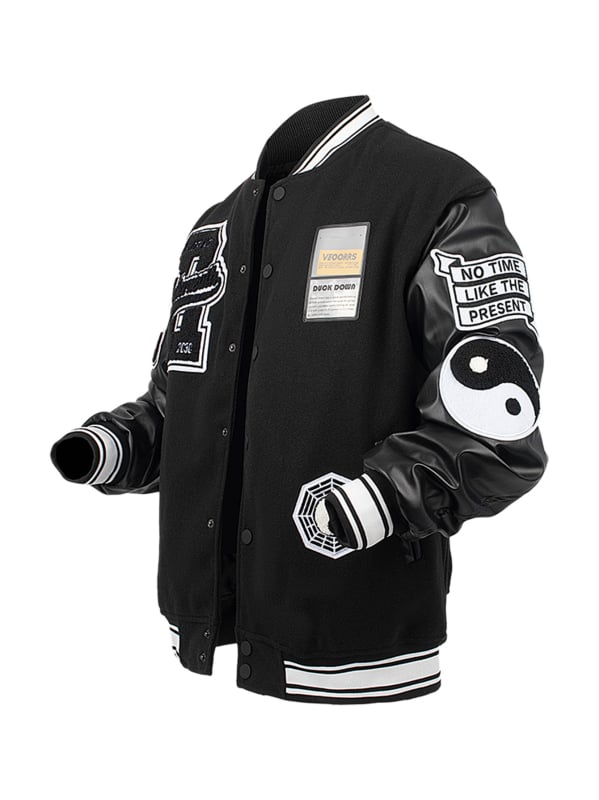 Siuvinėta vyriška striukė su stovinčia apykakle, ilgomis rankovėmis, vienos eilės mygtukų užsegimas, ribotas apatinis kraštas