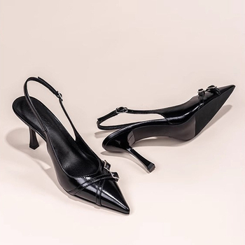 Vienų dirželių sandalės, aštriu nosimi, Koreėjos stiliaus, viršus ir vidus iš super pluošto, gumine padas, užsegimas vienu sagteliu, pavasaris 2025