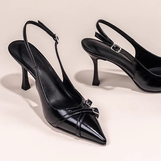 Vienų dirželių sandalės, aštriu nosimi, Koreėjos stiliaus, viršus ir vidus iš super pluošto, gumine padas, užsegimas vienu sagteliu, pavasaris 2025